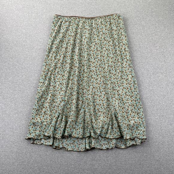 Vintage Dressbarn Y2K Midi Skirt 14/16 Teal Brown Funky Retro Flare Hem Fairy - Picture 1 of 13